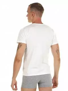 Однотонная футболка с v-вырезом белого цвета DonDon RT502-01_01
